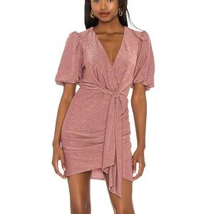 SAYLOR Pink Ruched Mini Dress with Puff Sleeves
